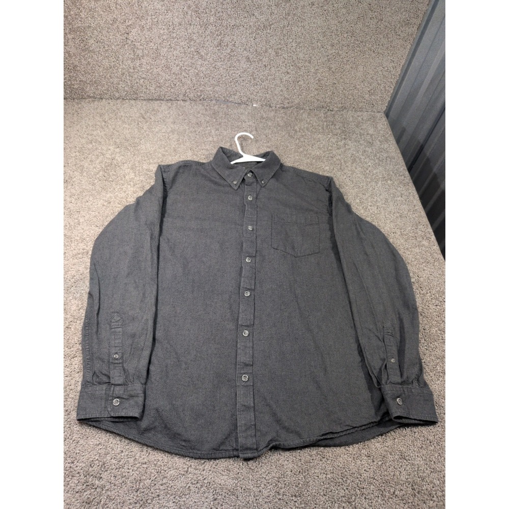 Eddie Bauer Mens‎ XL Charcoal Gray Cotton Long Sleeve Button Down Shirt D8767061